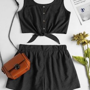 Matching shorts and crop top
